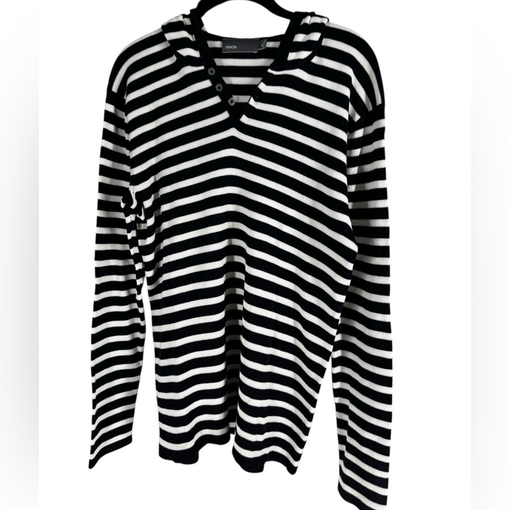 Vince blue and white hooded sweater size Medium